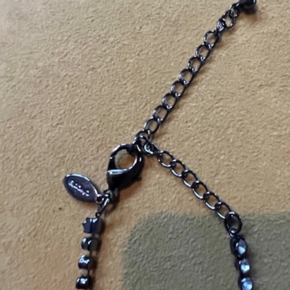 Chico's Art Deco Gunmetal Crystal Rhinestone Statement Y-Necklace Bling NYE - Picture 5 of 9